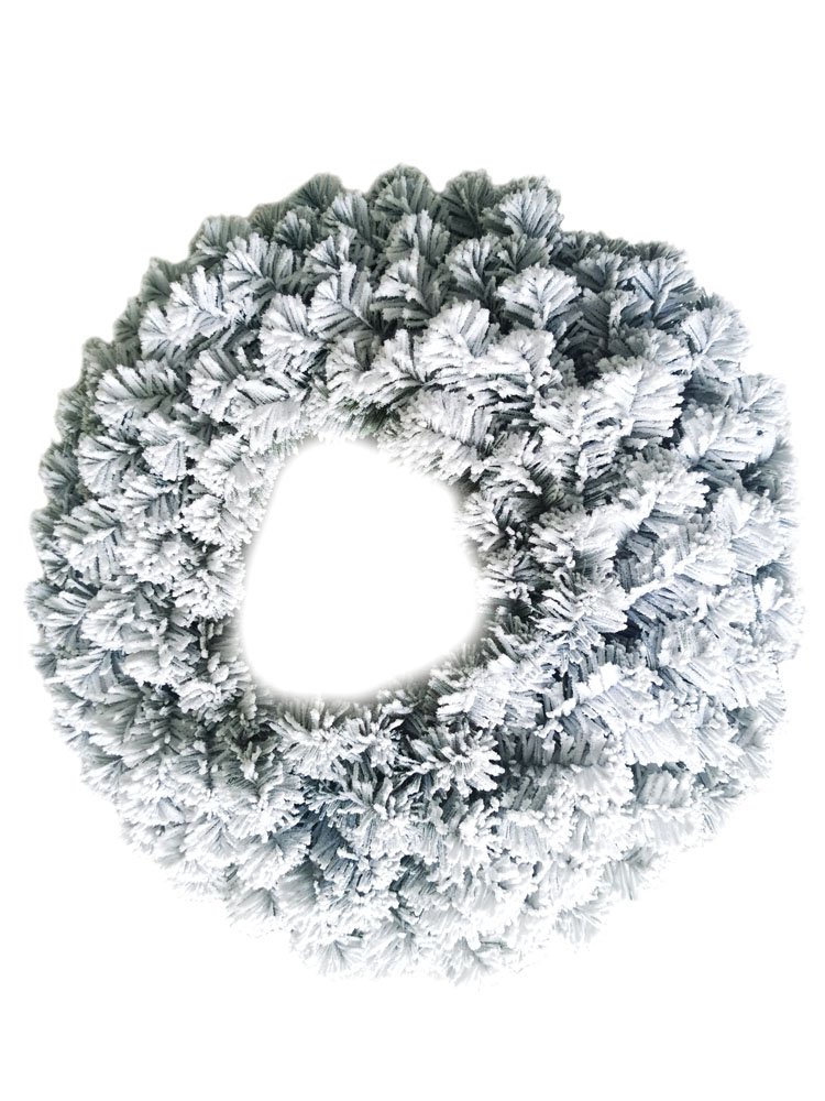 Flocked Christmas Wreath 90cm