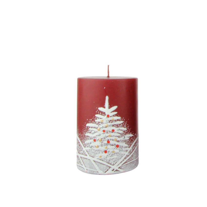 Red Christmas Candle Cylinder 7x10cm