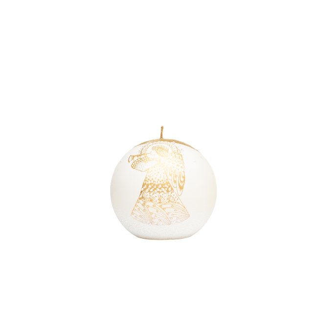 Gold and White Christmas Candle Ball 8cm