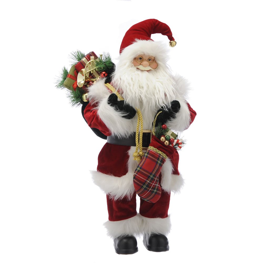 Standing Traditional Santa With Stocking 80cm