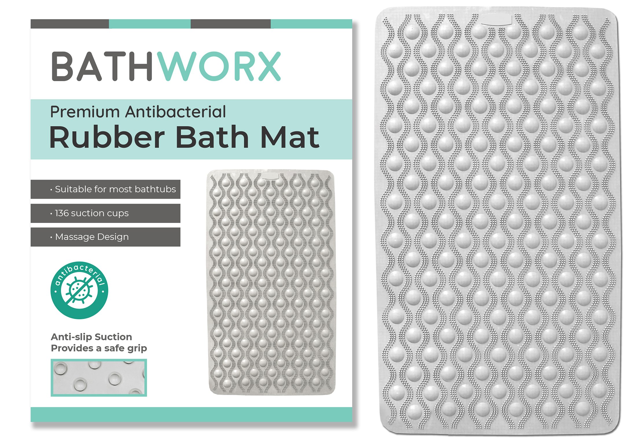 Bathworx  Premium Antibacterial Rubber Bath Mat