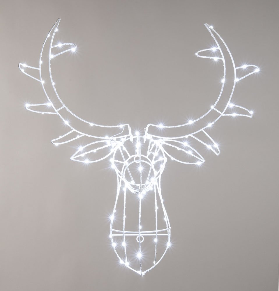 Twinkling Dewdrop Reindeer Head 70cm White