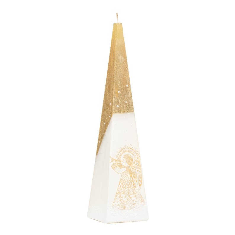 Gold and White Christmas Candle Pyramid 15cm