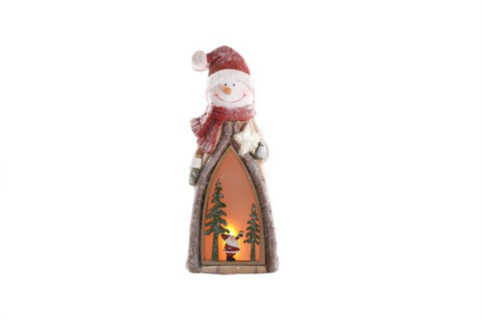 Snowman with Flicker Candle