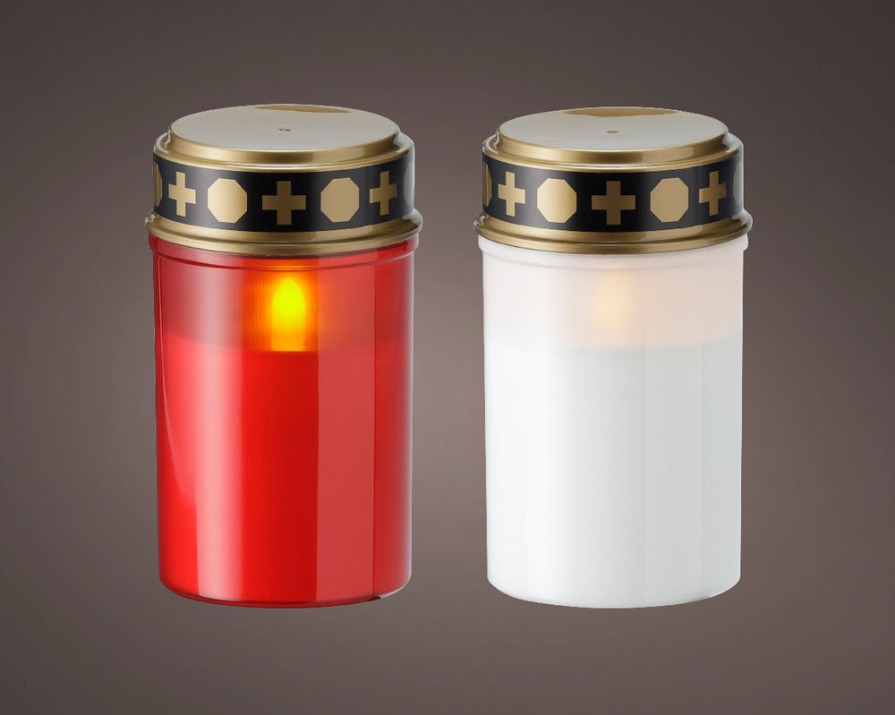 LED Plastic grave Candle Red