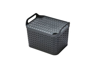 Handy Basket With Lid Charcoal Medium