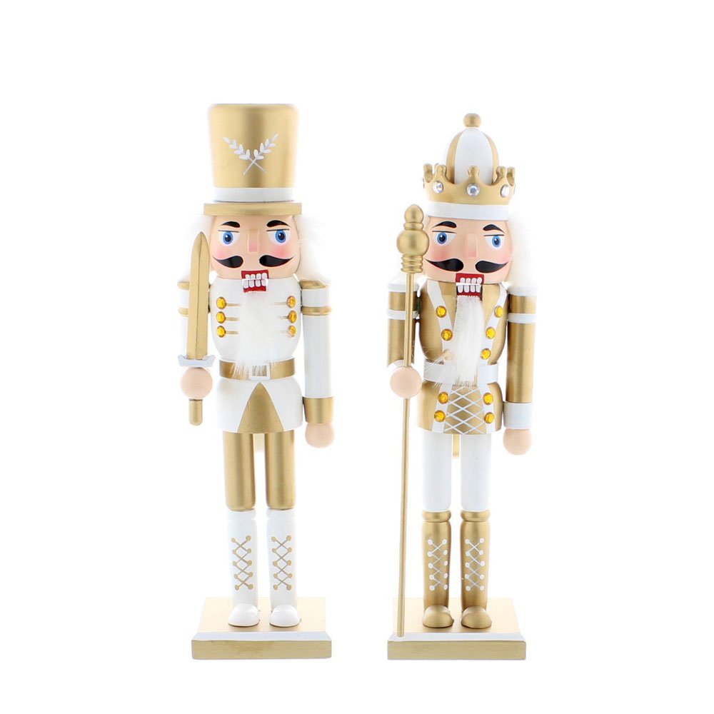 White and Gold Nutcracker 30cm 2 Asstd