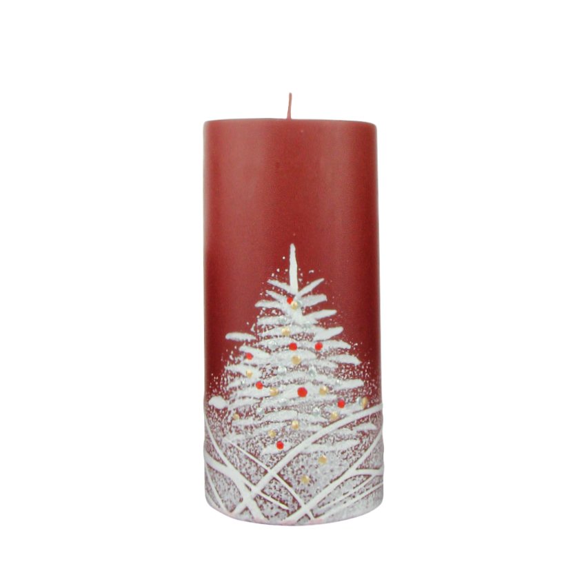 Red Christmas Candle Cylinder 7x15cm