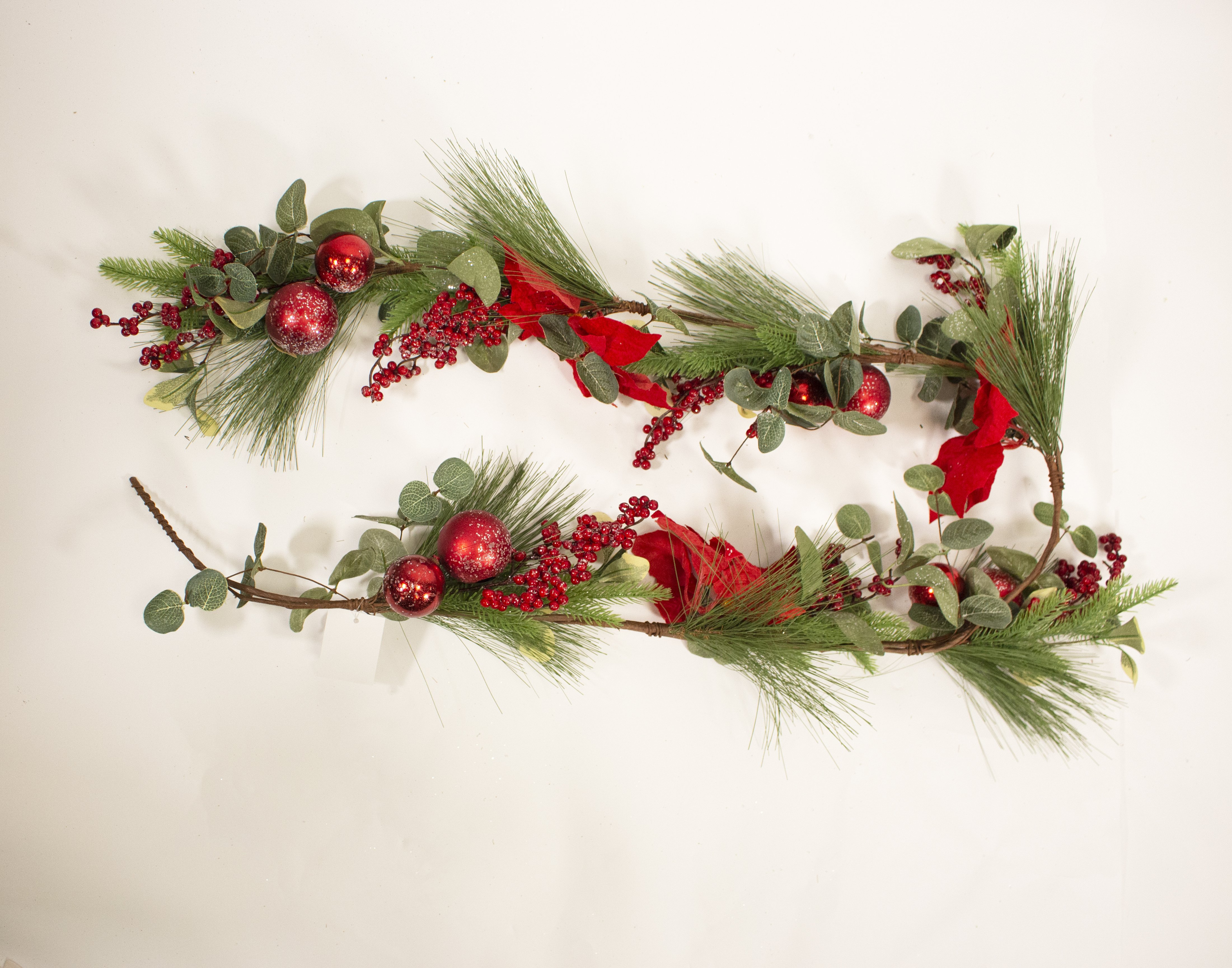 6ft / 180cm Red Poinsettia Christmas Garland