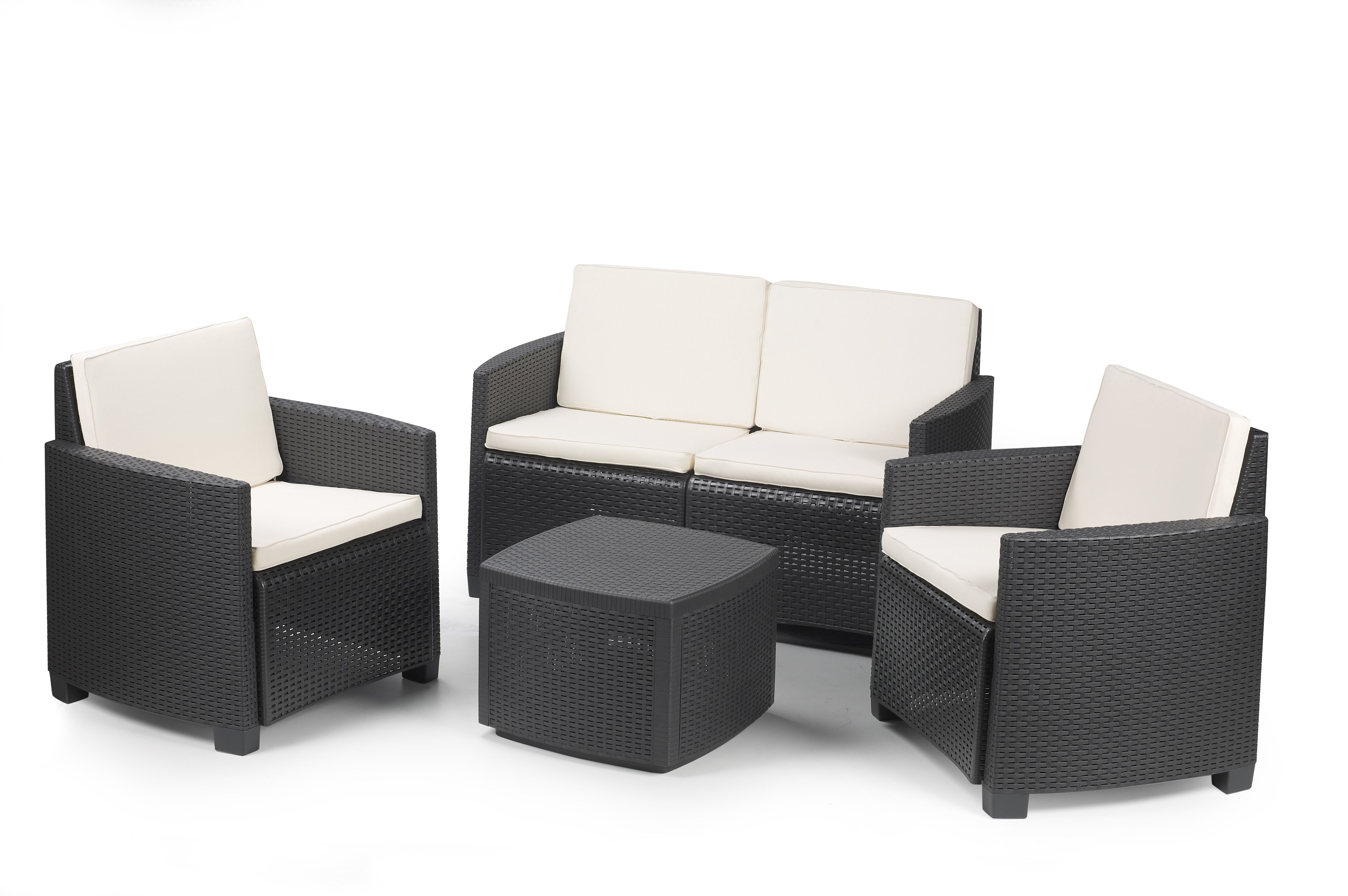 Etna 4 Piece Rattan Set Anthracite