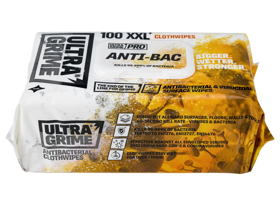 UltraGrime Pro Anti-Bac Clothwipes XXL+ Pack 100