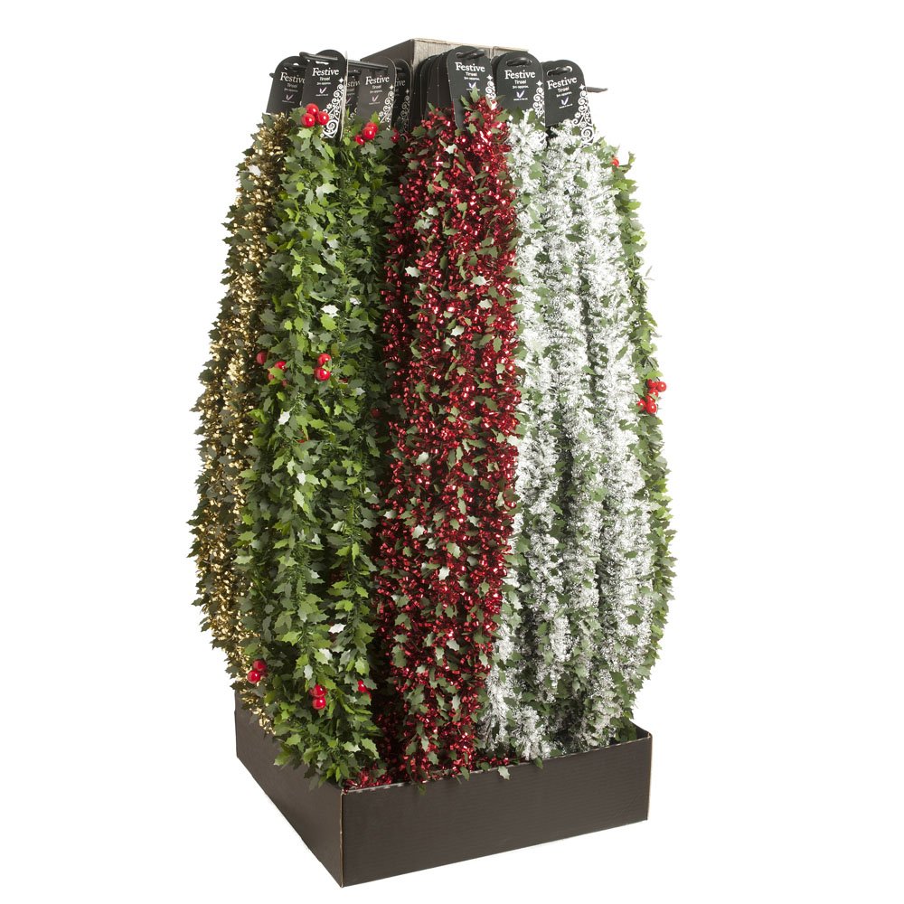 Natural Holly Tinsel 200cm 4 Asstd