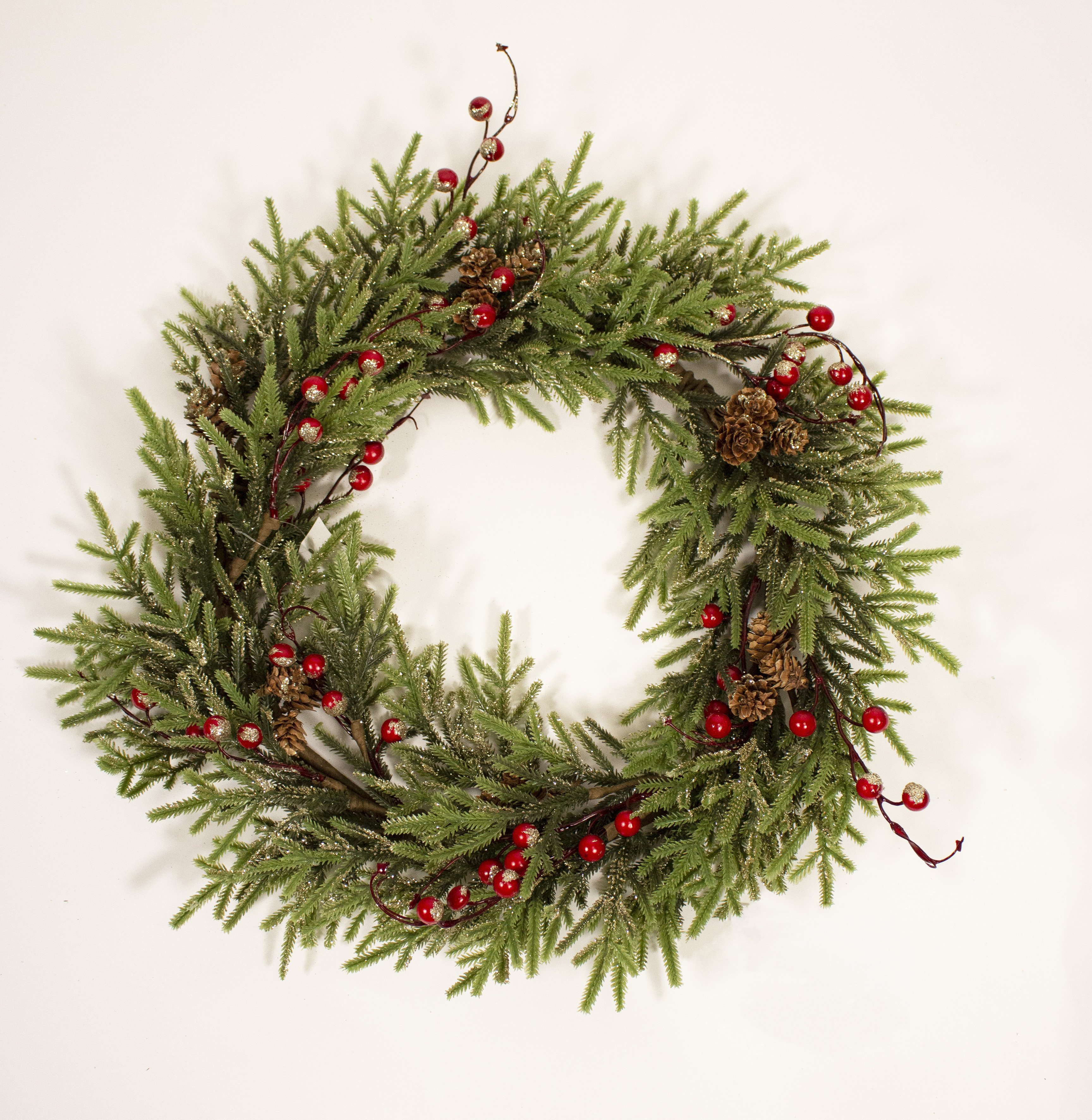 55cm Red Berry Pine Christmas Wreath