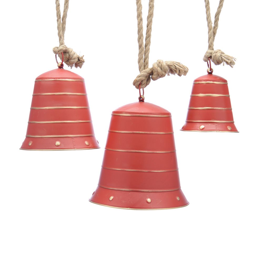 Set of 3 Red Metal Bells