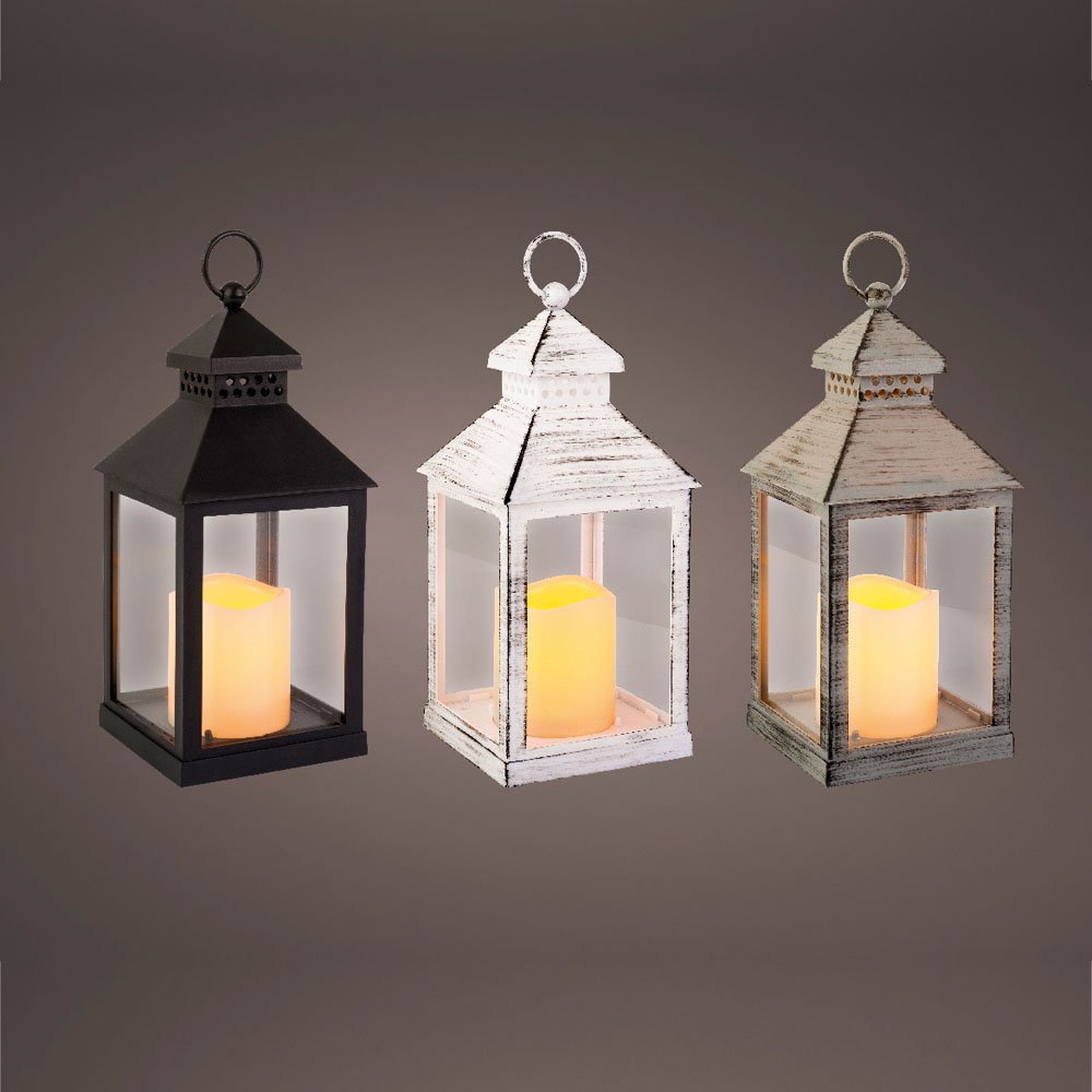 LED Square Plastic Lantern in 3 Assorted Colours