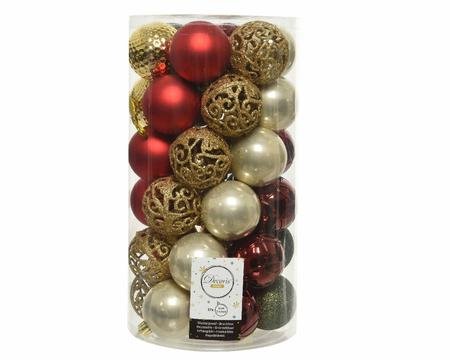 Carton of 37 Shatterproof Baubles Red and Gold Mix