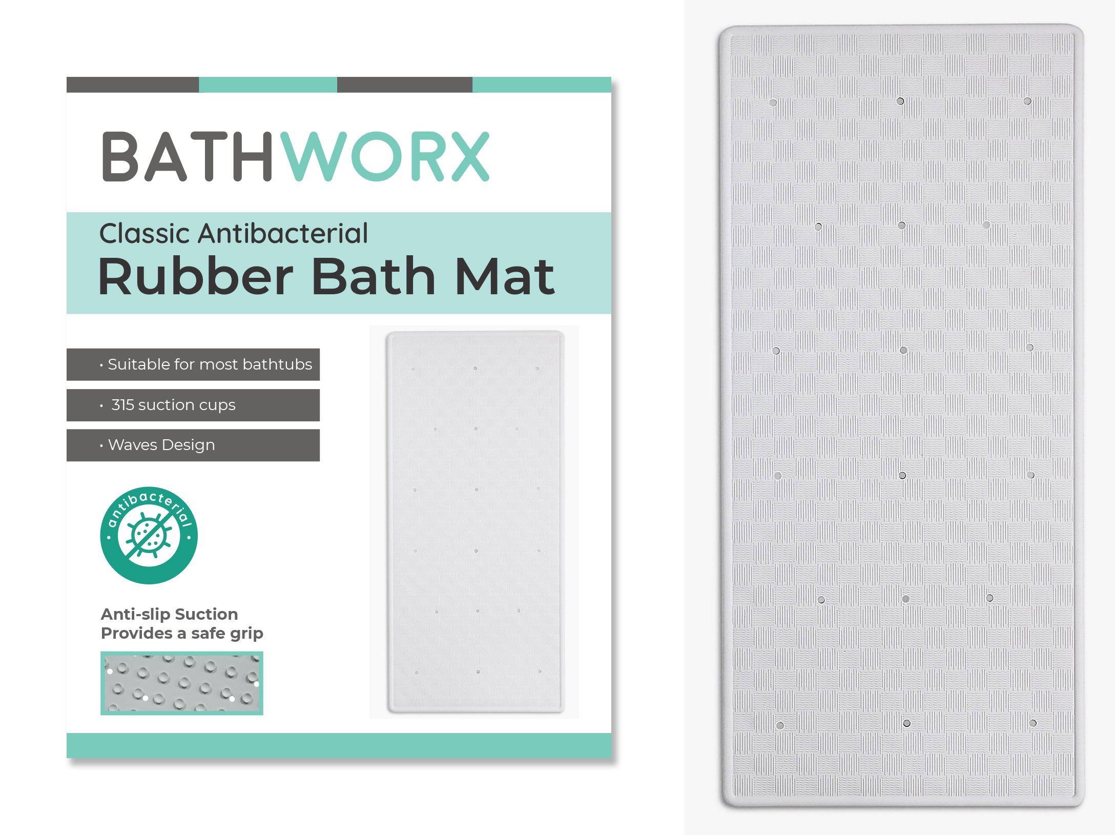 Bathworx Classic Antibacterial Rubber Bath Mat