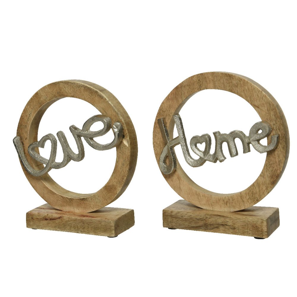 Round Wooden Love and Home Ornaments