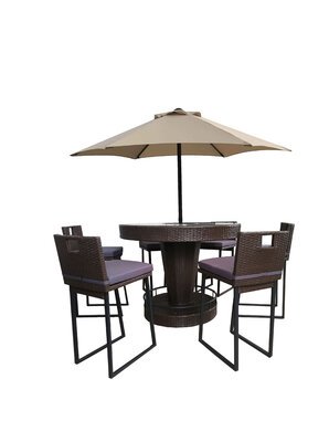 Six Seater Rattan Deluxe Dining Set