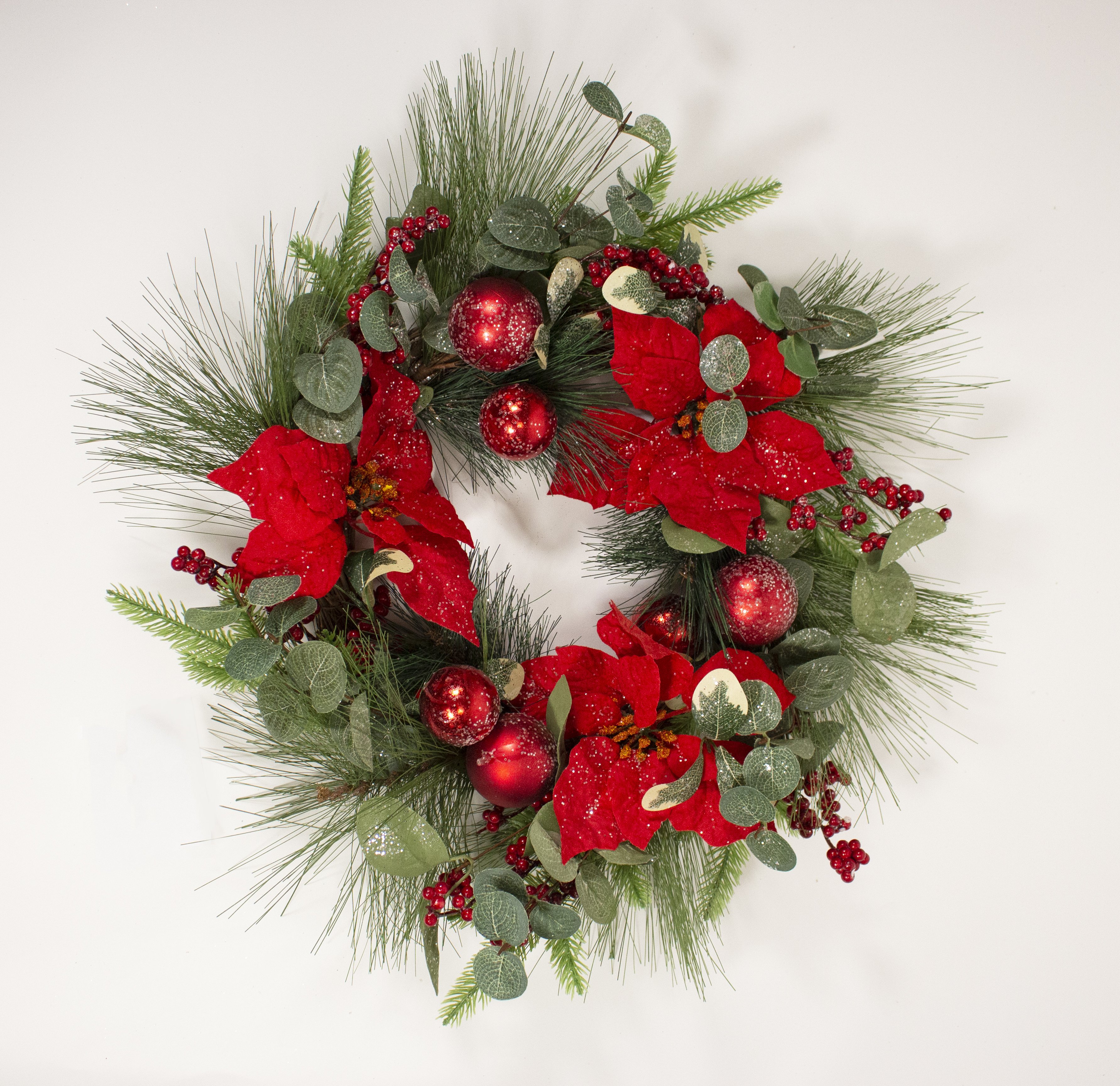 55cm Red Poinsettia Christmas Wreath