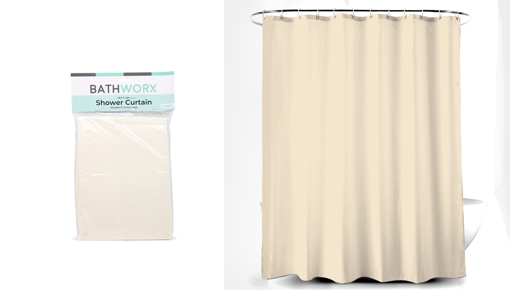 Bathworx Shower Curtain (Cream)