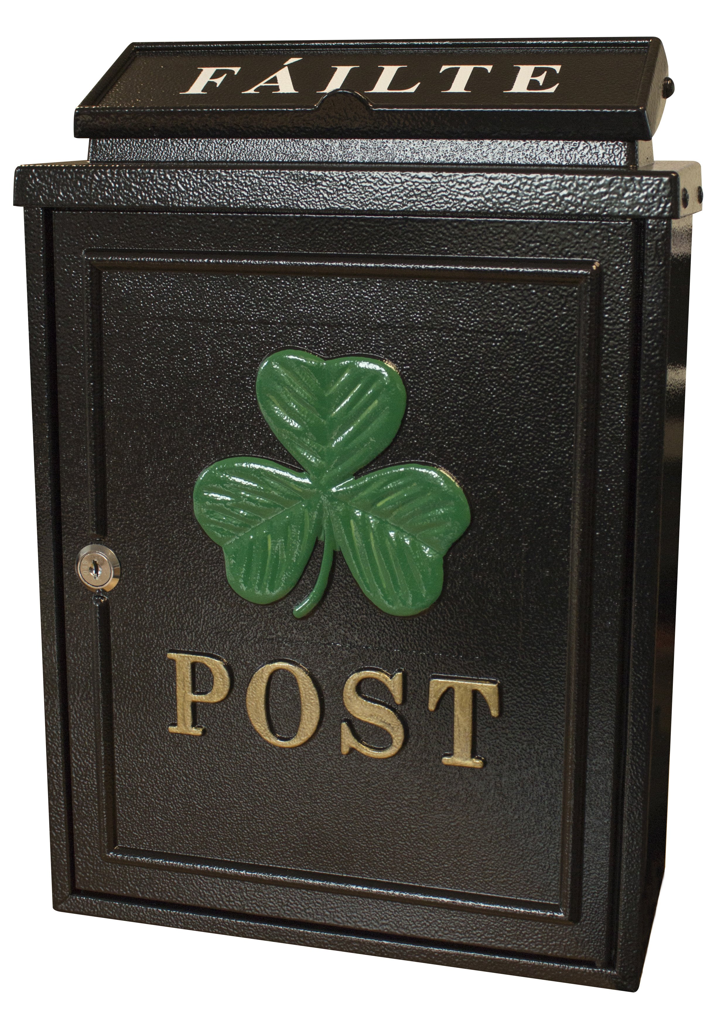 Die Cast Alu Post Box W/ Failte Shamrock