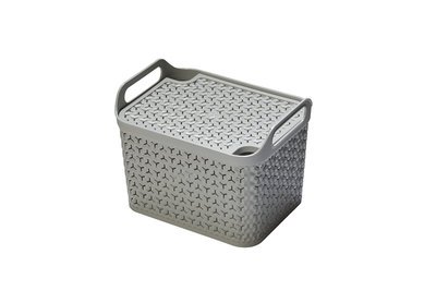 Handy Basket With Lid Grey Medium