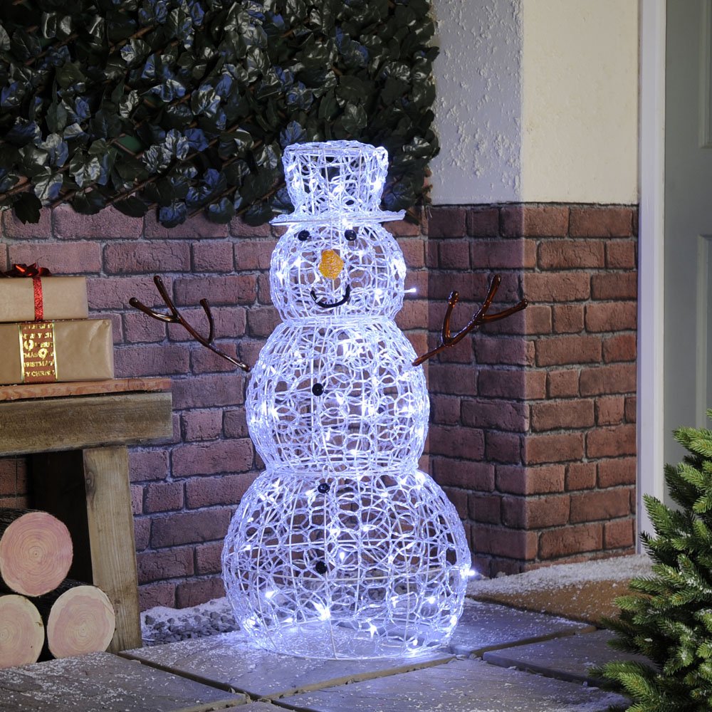 Twinkling Soft Acrylic Snowman 90cm White