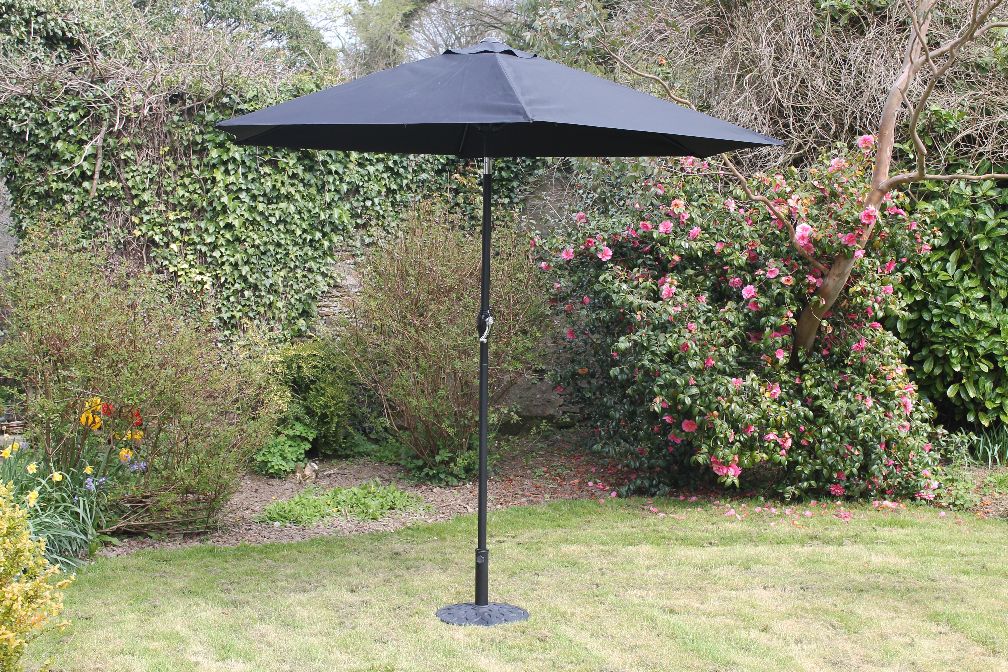 Garden Collection 2.7 M Steel Parasol With Crank Black