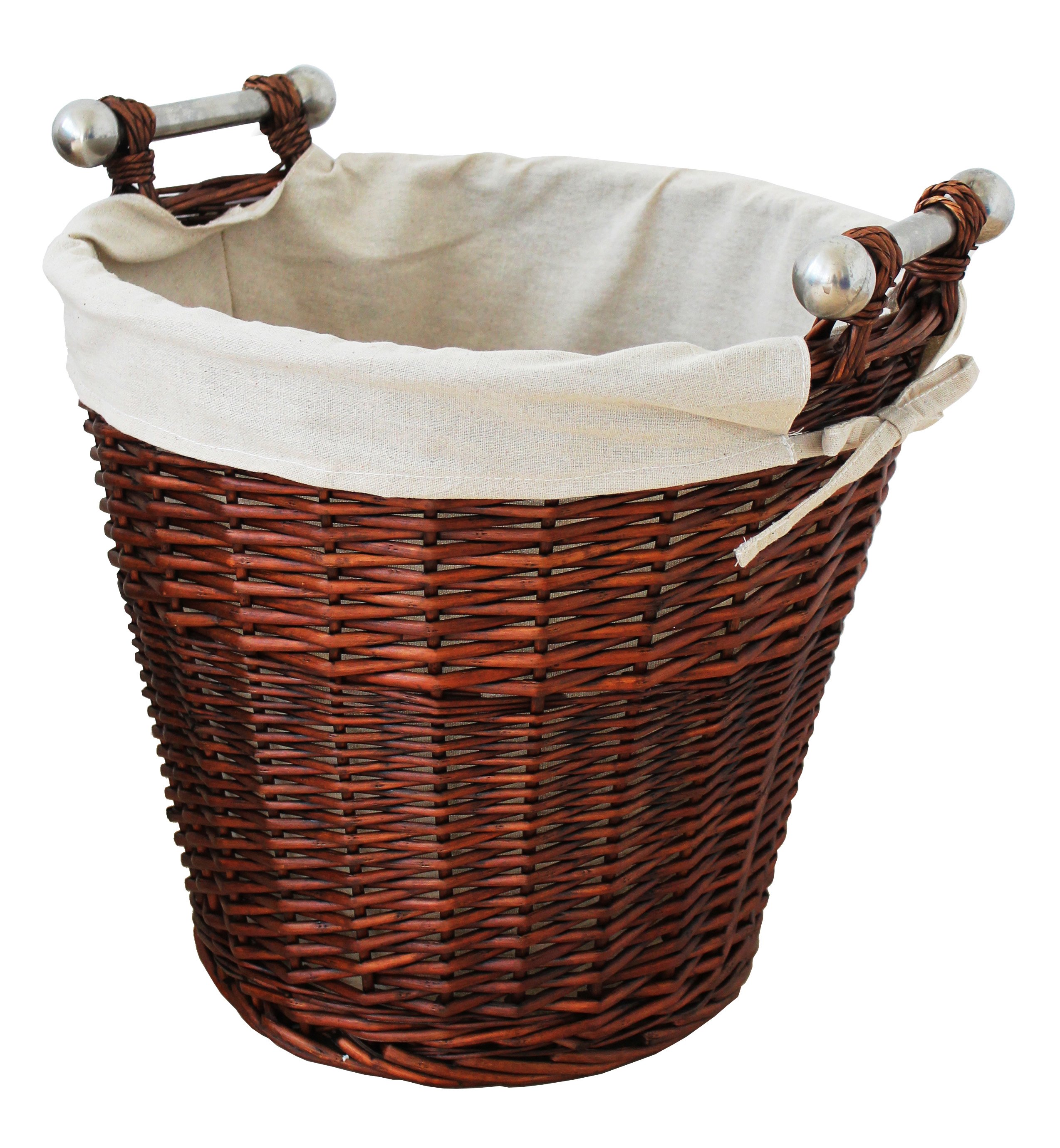 Round Honey Wicker Basket, Jute Liner & Alu Handles