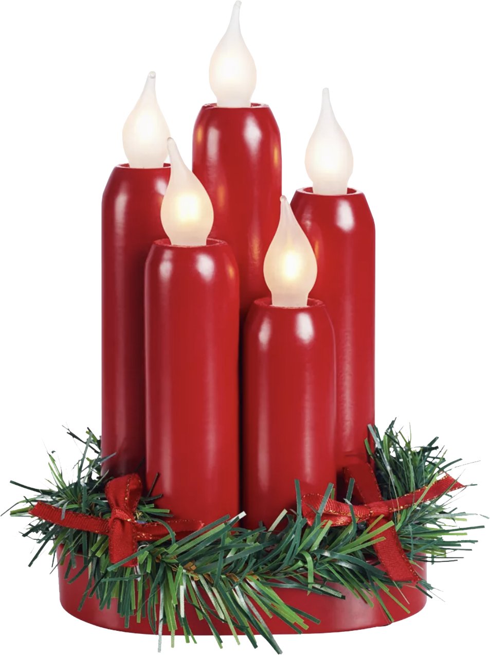 Candle Cluster with Christmas Wreath Red