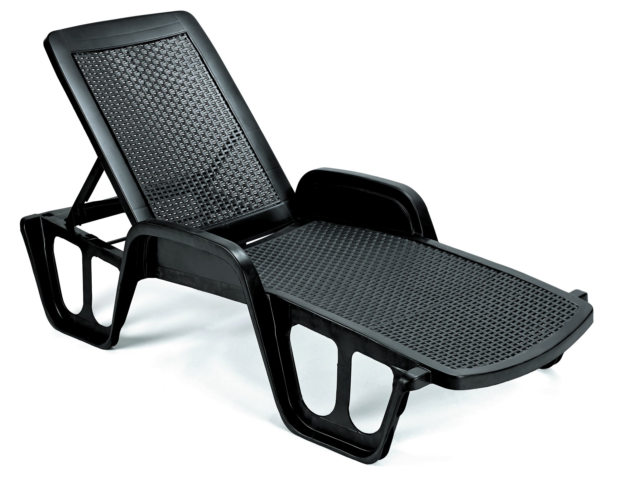 Rattan Effect Sun Lounger Anthracite