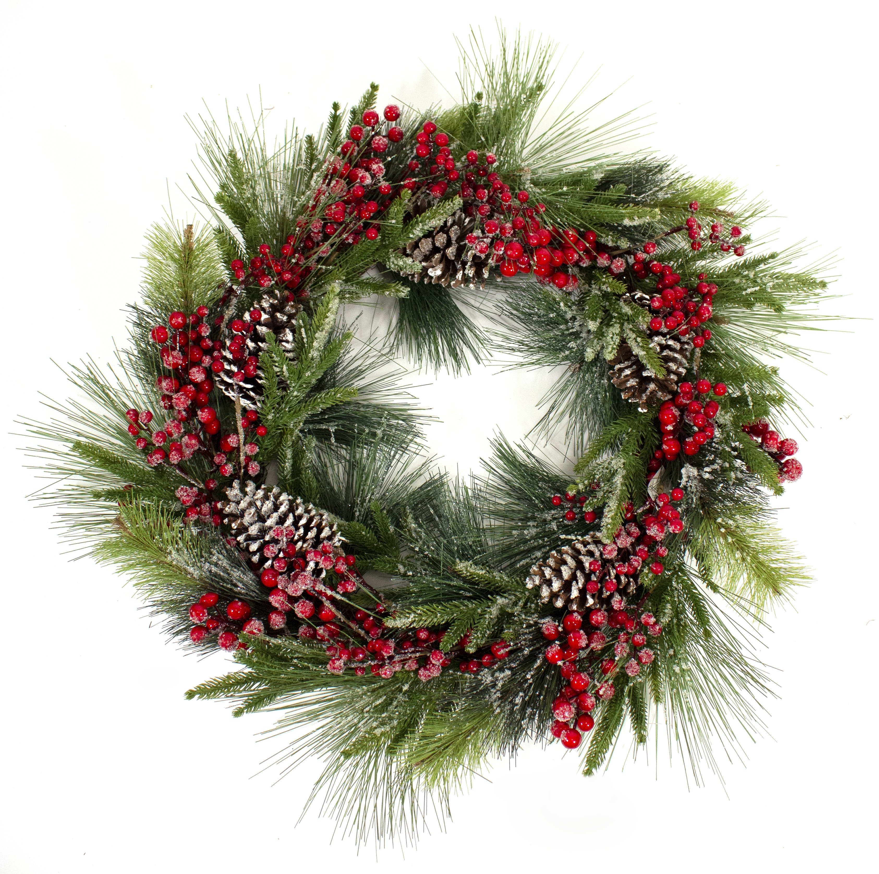 75cm Red Berry and Pine Cone Christmas Wreath