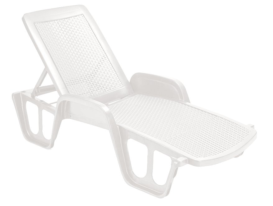 Rattan Effect Sun Lounger White