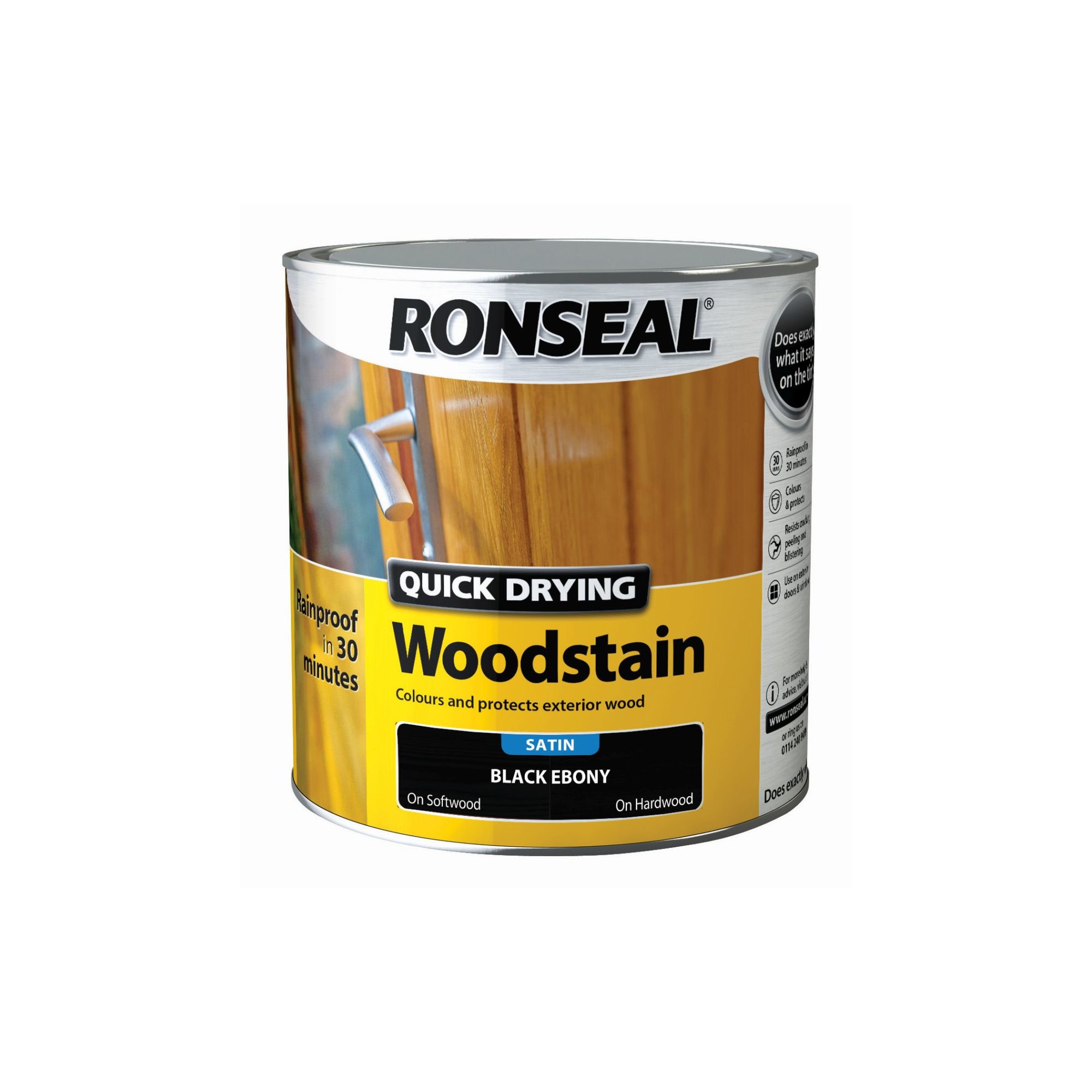 Ronseal Quick Drying Woodstain Black Ebony 2-5L