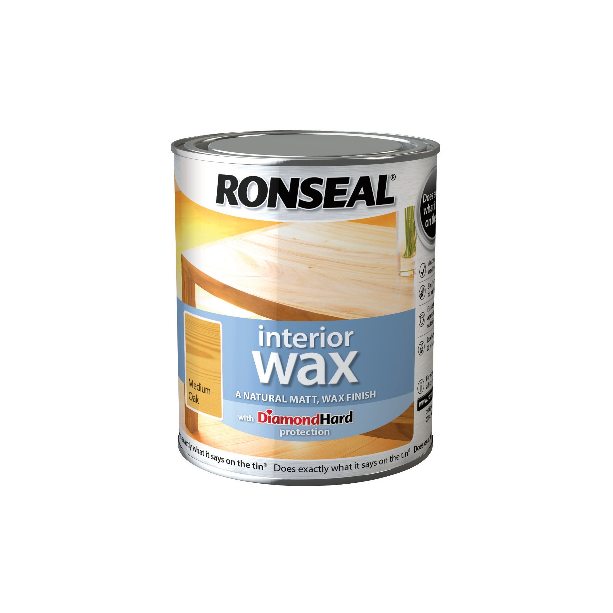 Ronseal Interior Wax Medium Oak 750ml