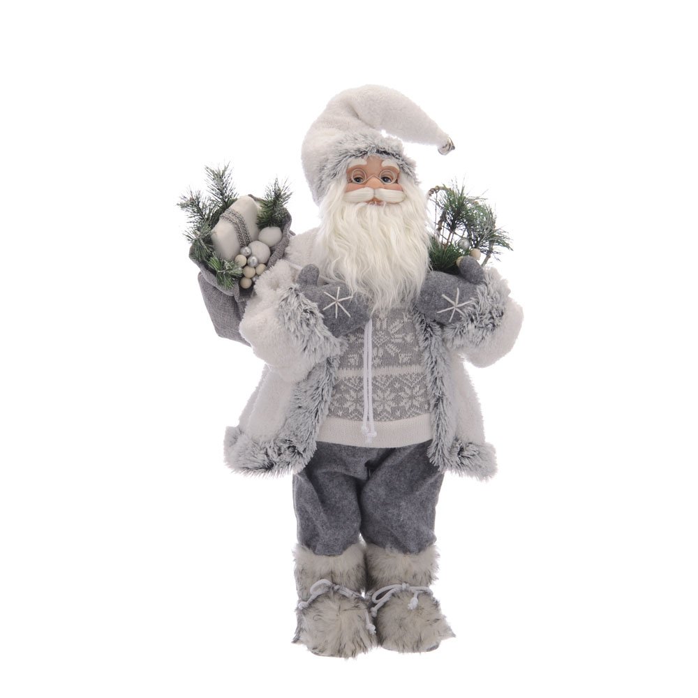 Standing White/Grey Santa 82cm