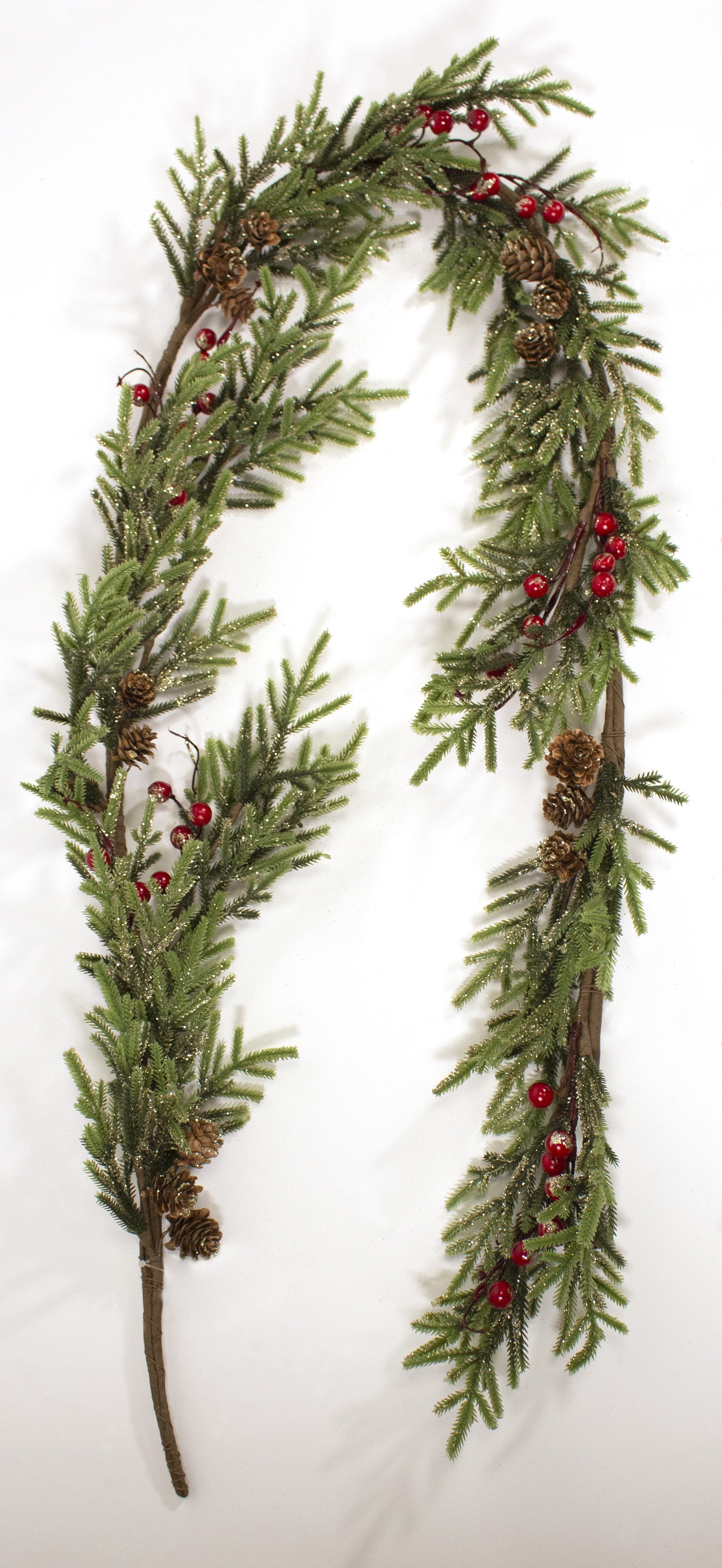 6ft / 180cm Red Berry Pine Christmas Garland