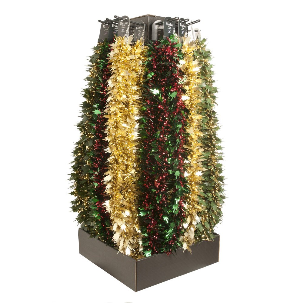 Large Fern Leaf/Loop Tinsel 200cm 3 Asstd