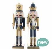 Wooden Blue and Gold Nutcracker 30cm 2 Asstd