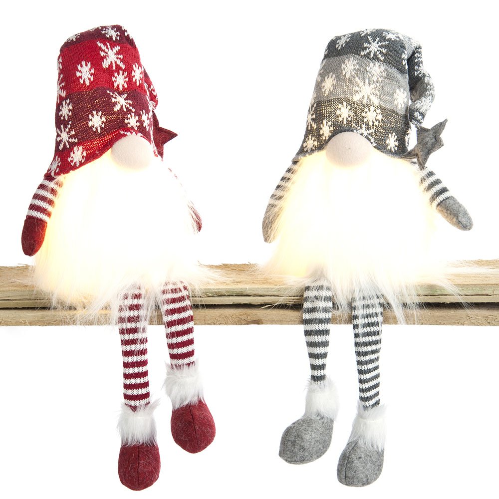 Battery Operated Snowflake Dangly Legs Gonks 50cm Red and Silver