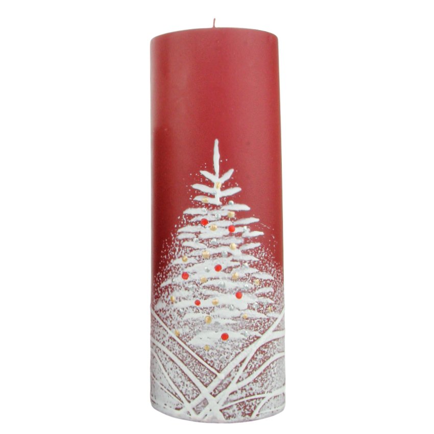 Red Christmas Candle Cylinder 7x20cm