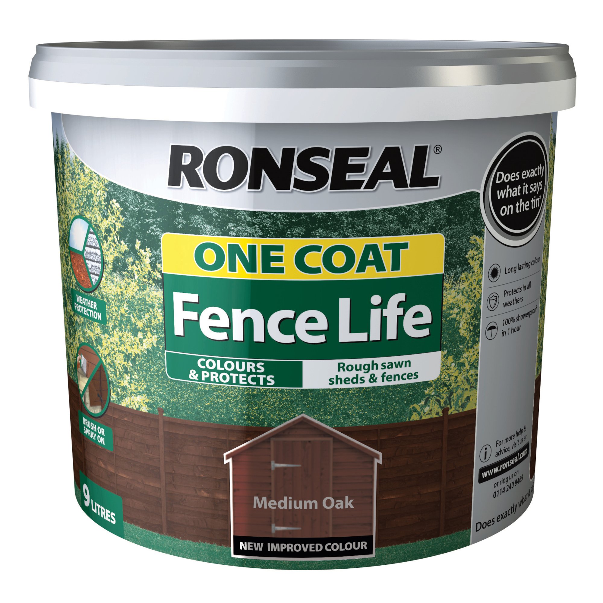 Ronseal-One-Coat Fence-Life Medium-Oak-9L